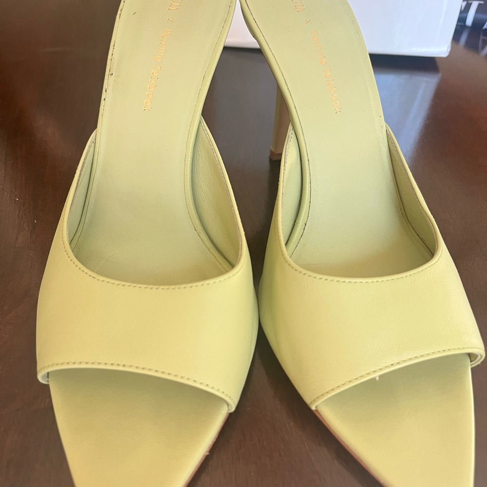 Gia Borghini GIABORGHINI Perni 04 Pointy Open Toe Mule in Acid Green
